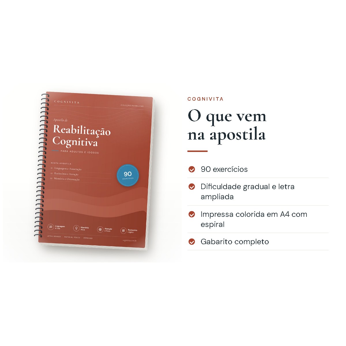 O que vem na apostila: Reabilitação Cognitiva Pós-AVC — 90 Exercícios