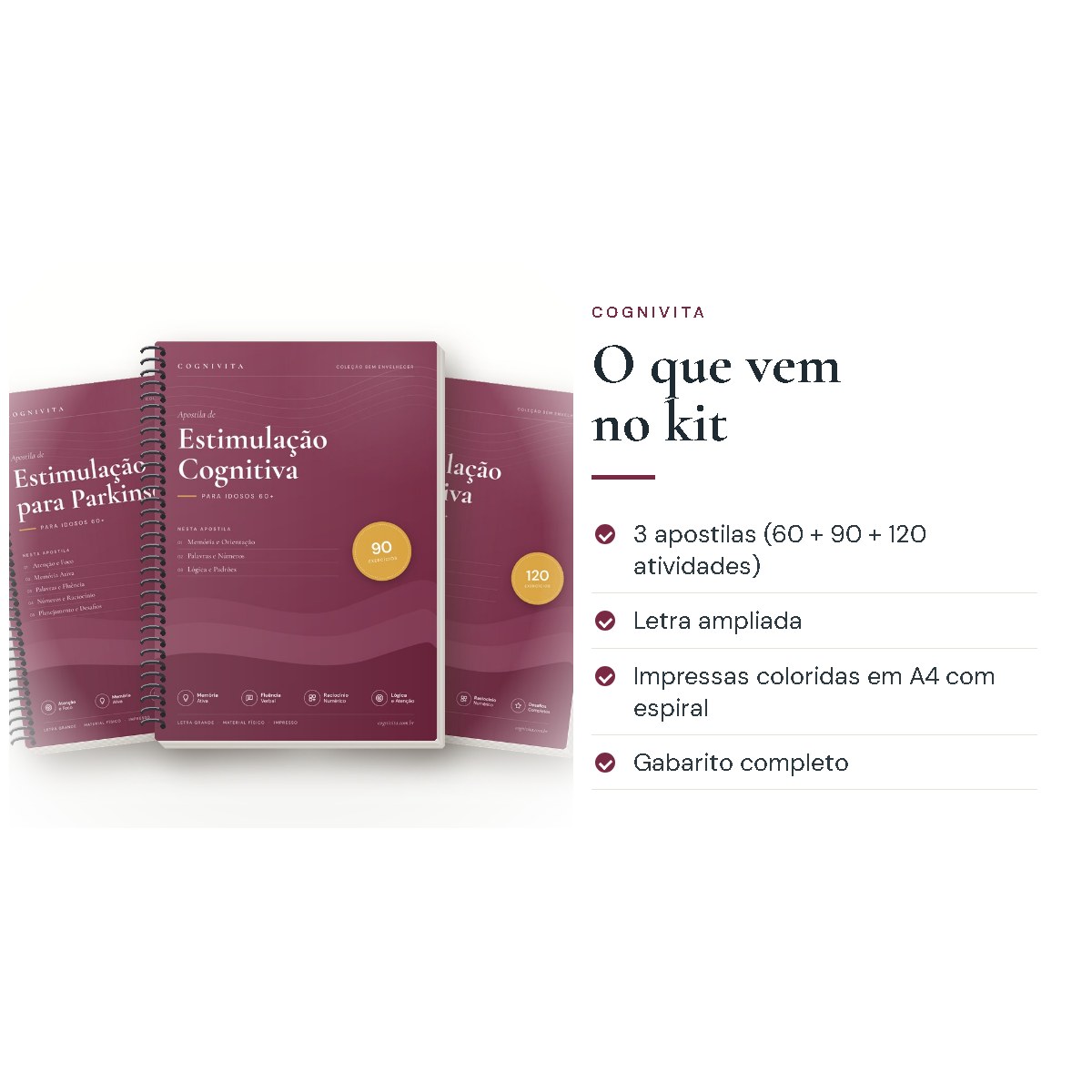 O que vem na apostila: Kit Parkinson — 3 Apostilas (270 Atividades)