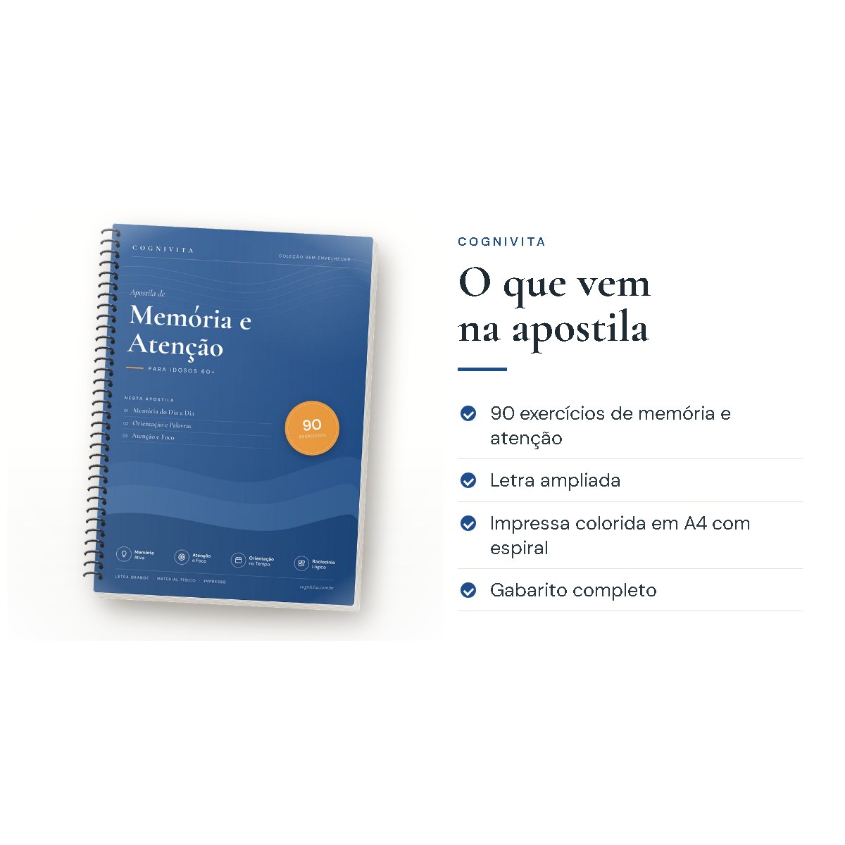 O que vem na apostila: Apostila de Memória e Atenção — 90 Exercícios