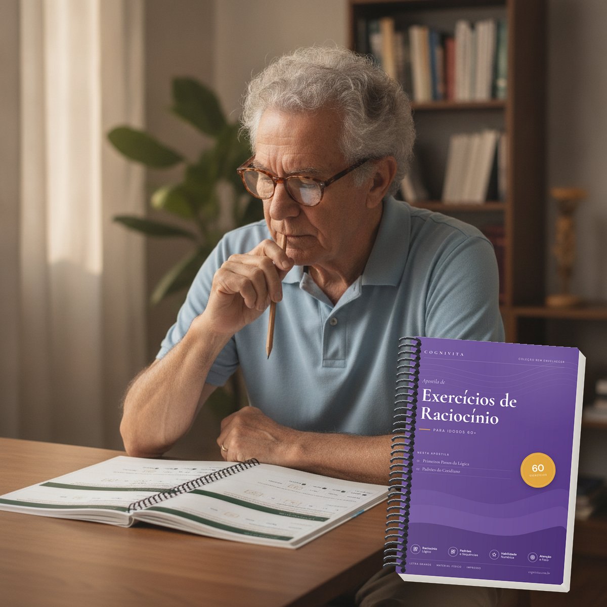 A apostila em uso: Exercícios Cognitivos e Raciocínio